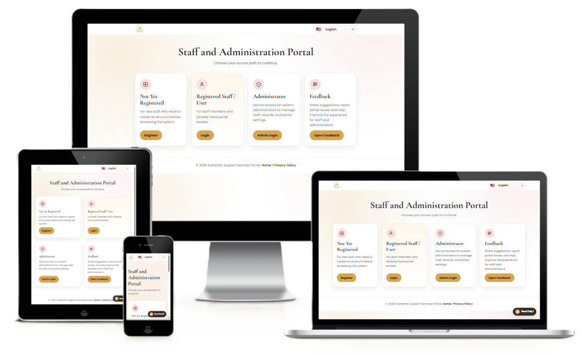 Authentic Support Services website